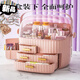 Cosmetic storage box for delicate lipstick and skin care products, dust-proof, covered, high-end storage rack box, drawer type, fat model, ivory white, large size with mirror