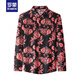 
ROMON brand floral shirt men autumn long sleeve trendy handsome men's floral shirt slim middle-aged spring and autumn thin men's cotton 9904 red XXL