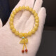 Longyin beeswax bracelet amber bracelet for women and men raw ore 8mm single circle chicken oil yellow with gourd birthday gift YJ 8mm