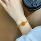 Xuanshi's new caramel-colored chalcedony old beeswax yellow bracelet gold-plated pendant elastic bracelet gift for girls 8mm 8mm