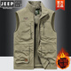 JEEP SPIRIT vest men's 2023 autumn middle-aged and young casual stand collar vest jacket photography horse clip blue JEEP plus velvet 677 2XL suitable 150-165Jin [Jin equals 0.5 kg]