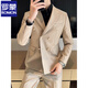 ROMON suit men's double-breasted host dress lapel collar business casual suit three-piece wedding dress X890 white single-piece suit XL