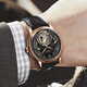 Los diez mejores relojes famosos de Aesop para los relojes mecánicos de tourbillon huecos para hombres relojes impermeables para la muñeca para regalos de cumpleaños de novio 7027g de carcasa blanca de cuero marrón de superficie blanca [movimiento de tourbillon]