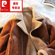 Pierre Cardin suede jacket men's fur integrated sherpa top winter velvet thickened motorcycle parka men's jacket camel XL