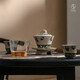 Wanqiantang (Edenus) high-end tea set complete set Dunhuang co-branded series covered bowl ceramic set opening gift box Feitian Mingxiang B gray and white glaze
