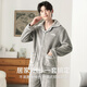Langsha Pajamas Men's Autumn and Winter Thickened Velvet Warm Home Clothes Flannel Cardigan Can Be Weared Outer Suit Light Gray XL Suitable for Weight 125-150 Jin Jin equals 0.5 kg