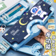 Stationery box multi-functional high-tech boy's automatic children's plastic pencil box for primary school students with high-looking ins style pencil bag boys' pencil box boy's double layer double layer multi-function - Astronaut