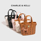 CHARLIE&KELLI CK品牌包包女包时尚手提托特包2025新款单肩斜挎包送女生日礼物 棕色【京仓配送 礼袋包装】