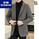 ROMON spring and autumn double-sided woolen cashmere suit jacket men's winter coat casual woolen suit brown 2XL 135-150Jin Jin equals 0.5 kg