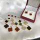Holy glass 18K rose gold necklace four-leaf clover pendant gold agate AU750 non-fading non-allergenic single pendant 15mmK gold + red + certificate