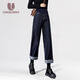 Maternity wear, autumn and winter outer wear jeans, velvet thickened trousers, loose pregnancy straight-leg pants, belly-supporting wide-leg casual pants, dark blue, spring and autumn style, L recommended 110 130Jin Jin equals 0.5 kg