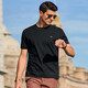 Mr. Bu brand logo round neck mercerized cotton T-shirt spring and summer fashion casual short-sleeved men's clothing AT12052 black XL (180)