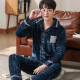 Langsha pajamas men's winter thickened coral velvet flannel spring and autumn cardigan large size home clothes plush warm autumn and winter long-sleeved loose two-piece suit navy crown K101 male XL size (recommended 125-155 Jin [Jin equals 0.5 kg])