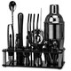 Acrylic set combination cocktail shaker bar stirring tool 20-piece set hand-cranked Boston shaker piano black Boston (750ML/600ML)