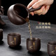 Tao Fuqi purple sand automatic tea set home gift Kung Fu lazy tea maker stone ground teapot tea cup complete set customized Zen Tao purple sand tea set + fair cup 1 piece