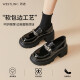 Xiyu Thick Soled Loafers Women's 2024 New Spring Metal Butterfly Patent Leather Shoes Black Platform Sole Small Leather Shoes Black 36