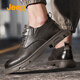 Jeep men's shoes Martin boots men's summer new British style soft sole non-slip leather shoes trendy low-top business casual shoes Khaki [standard sports shoe size] 41