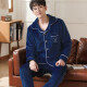 Langsha pajamas men's winter thickened coral velvet flannel spring and autumn cardigan large size home clothes plush warm autumn and winter long-sleeved loose two-piece suit navy crown K101 male XL size (recommended 125-155 Jin [Jin equals 0.5 kg])