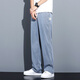 Jeanswest summer thin ice silk casual pants for men loose straight-leg Tennis denim wide-leg pants for men ultra-thin fashion brand trousers for men 1048 gray L