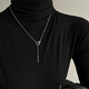Yinao 925 sterling silver necklace women's earbone new trendy sweater chain autumn and winter niche design clavicle chain pendant neck chain square frame necklace