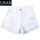 Lnan White Reped Dephings para mujeres 2024 Summer NUEVO VERSATILE VERSATILLO TIEMPO DE LA TIENA HIGA FURA Pantalones de pierna ancha 9903-Código de cintura alta de 28/L Recomendado 100-110Jin [Jin iguala 0.5 kg]