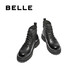 百丽（Belle）厚底潮搭马丁靴男款秋冬季舒适牛皮户外休闲靴8QT01DD4 黑色-单里 41 (255mm)