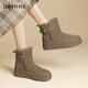 Daphne snow boots winter thickened velvet Northeastern cotton shoes thick-soled short boots women's shoes 4023608067 Khaki 38