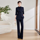 Baffia wool suit suit goddess style autumn and winter high-end professional suit jacket business commuting thick style interview navy blue suit + bell pants M