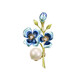 QUAMER shell bead corsage flower brooch women's light luxury high-end design suit jacket shirt blue