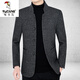 Woodpecker (TUCANO) high-end men's woolen jacket for men 2023 autumn and winter new stand-up collar thickened woolen coat dad wear black gray L 175 suitable for 120-135Jin Jin equals 0.5 kg