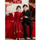 Seidler Toast Wear Bridal Cheongsam 2025 New Thickened Engagement Dress New Chinese Style Wedding Long Sleeve Women's Autumn and Winter Burgundy One Size Customized No Returns Available