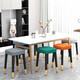 Fico Stool Home Chair Thickened Stackable Dining Chair Square Stool Modern Simple Bedroom Dressing Table Cosmetic Stool Living Room Orange Oil Wax Leather Upgraded Thickening 45cm High