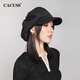 CACUSS beret women's octagonal hat painter's hat big head circumference cloud hat showing face small hat women black