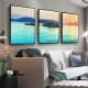 Reputation living room decorative painting new modern simple triptych hanging painting Nordic style wall painting mural sofa background wall Nordic light luxury hanging painting 50*70 sea