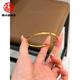 Fat Donglai's same style 18k gold thin bracelet with aperture, plain ring, shiny surface, titanium steel, non-fading, gold-plated texture, gold 60mm (width 2mm)