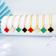 Demouni 18K gold four-leaf clover necklace for women red agate AU750 rose gold color gold pendant clavicle chain for Valentine's Day gift 18K gold color (single pendant) 20mm malachite