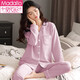 Pajama pour femmes de printemps modal et automne à manches longues purs à manches longues moyennes d'âge moyen et jeune ensemble en deux pièces de coton d'hiver Simple Cotton Home Clothing Set Women's's Summer 12801 # M
