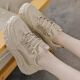 Huilirui 2024 new spring casual sports versatile high-end leather platform dad shoes thick-soled white shoes for women light luxury high-end brand light luxury high-end brand [clear I warehouse I code] black light luxury high-end brand light luxury high-end brand [clear, I warehouse I code] 35