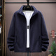 Pierre Cardin 2024 new style fleece jacket men's national fashion loose large size stand collar casual autumn and winter polar fleece jacket royal blue XL