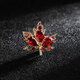 Jiemo Light Luxury Maple Leaf Brooch Men's Corsage Suit Pin Crystal Badge Simple and Attractive Pin Collar Pin Accessories c1 Red