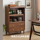 Genji Muyu solid wood side cabinet modern minimalist living room storage storage cabinet black walnut glass wall storage cabinet
