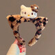 Cat ear plush headband leopard print KT cat sauce headband women's face wash makeup headband cartoon hair accessories tiger stripe white cat/