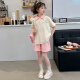 Beihaiqu Children's Clothing Girls' Suits Summer Clothes Children's Summer Middle and Large Children's POLO Shirts Casual Pants Two-piece Set Girls' Summer Clothes Pink 130 Sizes (Recommended Height 115-125 cm)