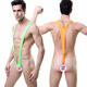 Men's bikini sexy bodysuit suspenders thong swimsuit V-shaped suspenders underwear white