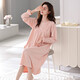 Victoria style nightgown with breast pad for women spring and autumn new pure cotton long-sleeved dress pajamas for women to wear at home in autumn 673 soft pink (with breast pad) L 160-165c100-125Jin Jin equals 0.5 kg