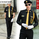 Conwhd concierge clothing sales department security shirt suit spring and summer high-end hotel image booth security work clothes short lining + pants + 9 accessories - big cap - gold 2 bars L