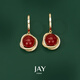 Jay red onyx earrings, new French red earrings, birthday gift for girlfriend, brand gift box, earrings (shipped from Beijing warehouse)