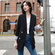 【5个色】昂柏网红西装外套女气质宽松韩版休闲中长款上衣新款春秋职业女装通勤OL百搭小西服 687单件黑色小西装 XL