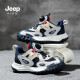 Jeep Boys Spring and Autumn Children's Sports Shoes Soft Sole Lightweight Summer Running Shoes Girls 2024 New Knob Buckle Shoes Dark Blue Red [Mesh] Size 31 Shoe Inner Length Approximately 19.8cm