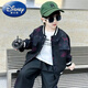 Disney (Disney) boys' autumn handsome baseball uniform suit new small and medium-sized children's street spring and autumn jacket sports two pieces black 150 yards